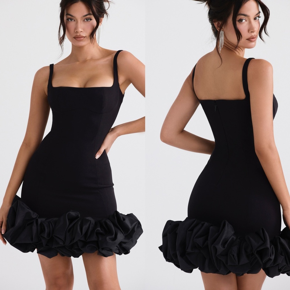 HOUSE OF CB 'Lilou' Black Ruffle Hem Dress - Picture 3 of 7